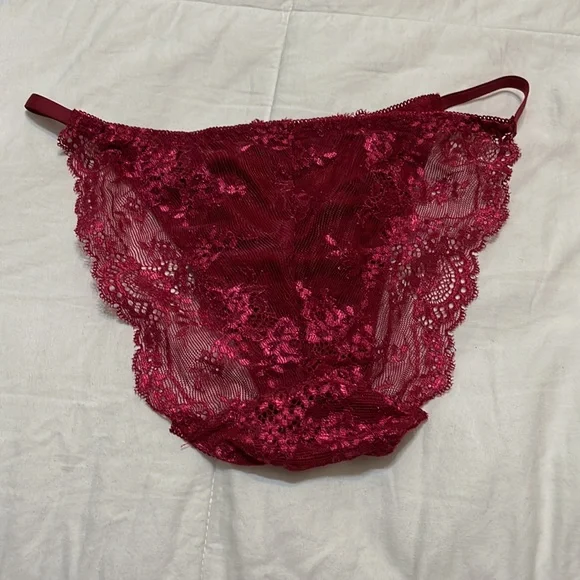Three Pair Maroon Lace Panties, XS - Picture 3 of 3